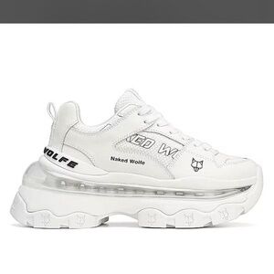 Naked Wolfe White leather Fierce Platform Sneakers, size 7.5
